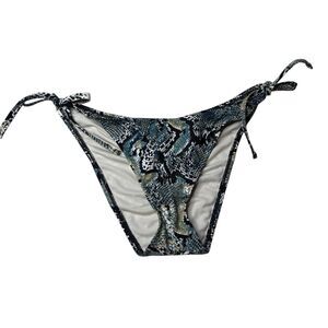 Shade & Shore Side-Tie Cheeky Bikini Bottom Blue Snake Print Large 12-14